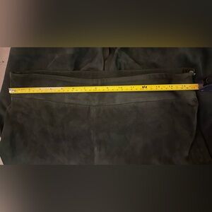 True Royal-100% Genuine Leather Pants-Deep|Side-Zipper-Dark Green Wide Leg Pant